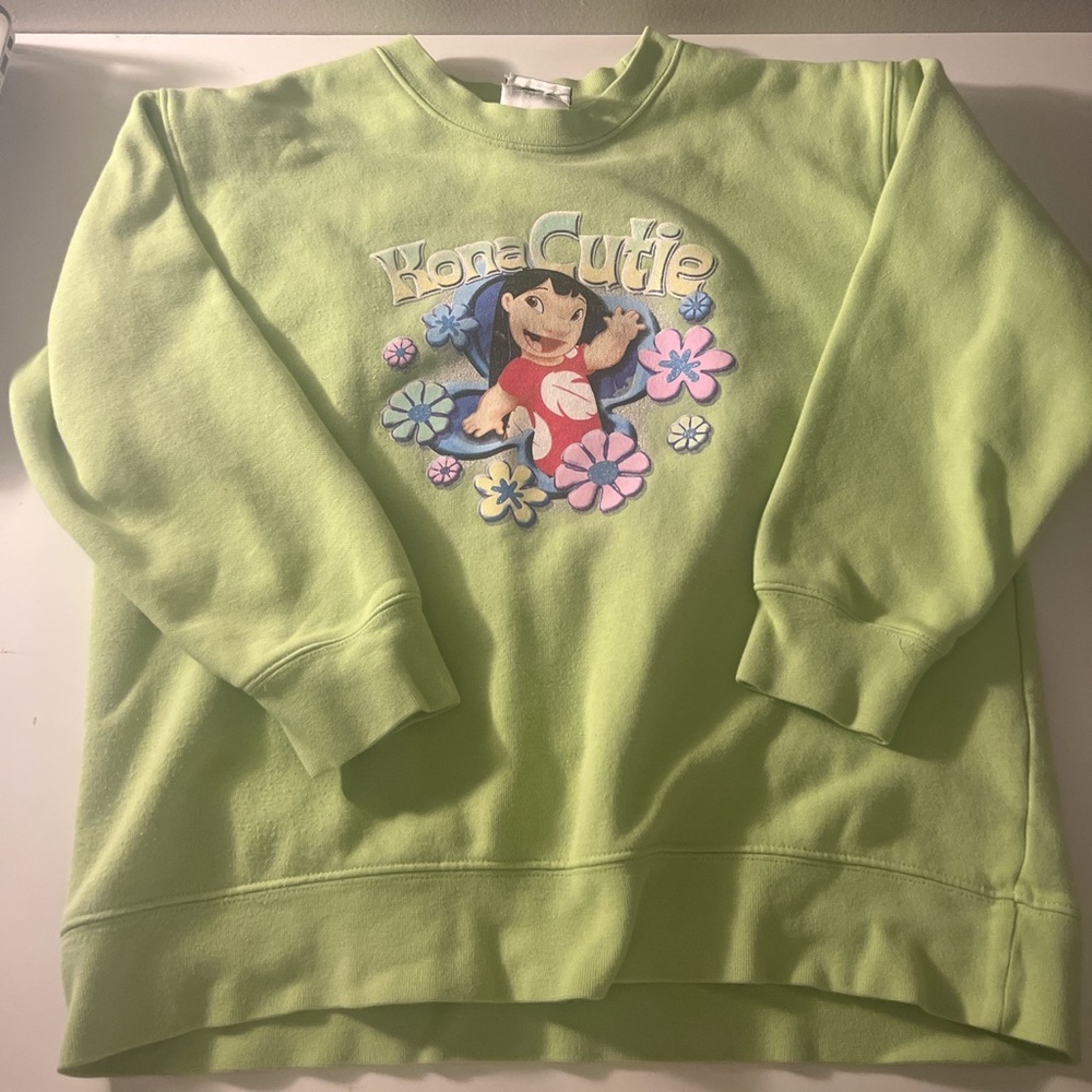 lime green disney "konacutie" vintage sweatshirt for kids
